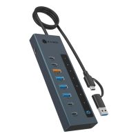 hub icy box 9 puertos 10 gbps ib-hub1743-cpd 100 w aluminio azul