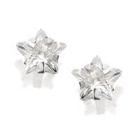 silver star cubic zirconia andralok earrings - 5mm - f9918