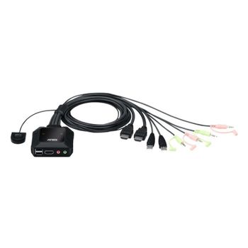 Interruptor KVM Aten Switch USB 4K HDMI 2 puertos con selector remoto