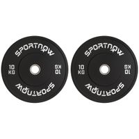 sportnow set de pesas olimpicas 2 x 10 kg estandar olimpico goma silencioso negro