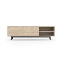 mueble tv melamina roble claro patas grafito 52x180x44 cm