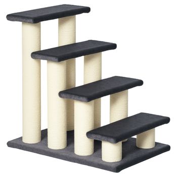 PawHut Escalera para Mascotas 60x42x61cm Suave de Peluche Rascador de Sisal Gris Ideal para Gatos Perros Mayores Enfermos Pequeños   Aosom España