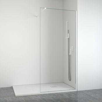 Mampara De Ducha Frontal Fija 8 Mm Blanca 108-110 Cm Bellobath