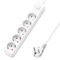 regleta alemana serie l de 5 vias con interruptor 5 m 3g 15 mm blanca y gris