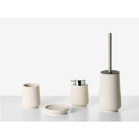 conjunto de 4 accesorios de bano jabonera dispensador de jabon escobilla para el inodoro vaso beige suches
