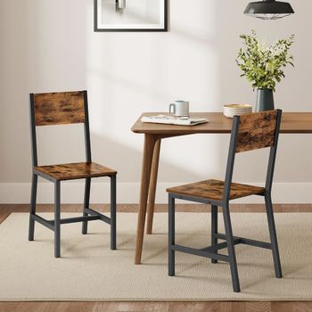 2 sillas de comedor de 36 x 46,6 x 87,1 cm de color marrón y negro