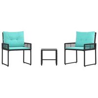 juego de muebles de exterior con cojin 3 piezas  mobiliario de jardin negro y turquesa