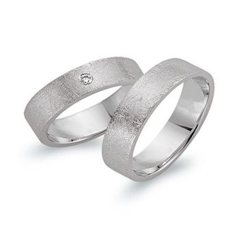Alianzas 8 quilates oro blanco con diamante