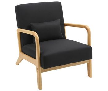 Sillón hibbing con tapizado de tela madera negro 80x64x74 cm