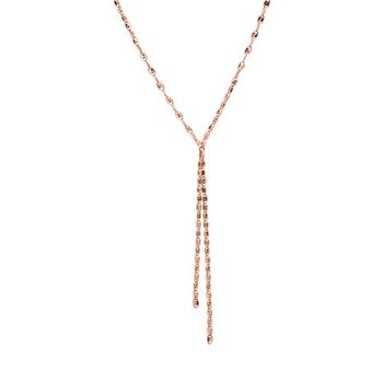 Cadena de plaquetas de plata 925 chapada en oro rosa