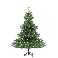arbol de navidad abeto nordmann con leds y bolas verde 180 cm vidaxl