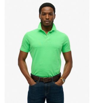 Superdry para hombre. M1110440A Polo Essential verde (L), Casual, Algodón, Manga corta