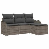 conjunto de sofa de jardin 4 piezas  mueble de jardin gris ratan sintetico