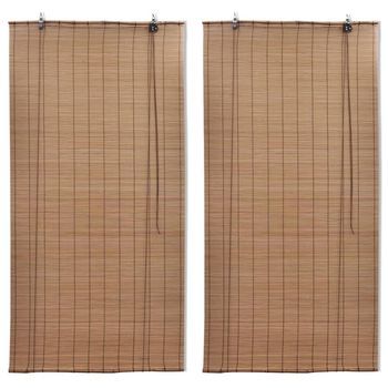 Estor Enrollable De Bambú 2 Unidades Marrón 150x220 Cm Vidaxl