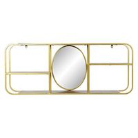espejo metal espejo 100x18x40 estanteria dorado