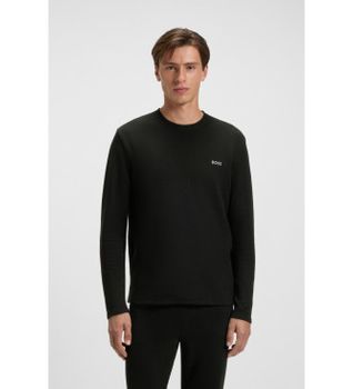 BOSS para hombre. 50535870 Camiseta Waffle negro (M), Homewear, Algodón, Manga larga