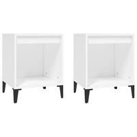 juego de 2 mesitas de noche con compartimento abierto 40 x 35 x 50 cm madera contrachapada blanca y metal dec034928