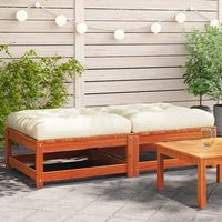 2 piezas reposapies jardin  otomana de jardin  taburete de jardin cojines madera maciza pino marron cera cfw87275