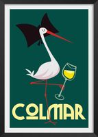 poster de la ciguena de colmar con marco negro 60x90cm