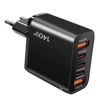 [GaN Tech] Cargador PD USB 5 puertos TE-PD43 2 USB-A + 3 USB-C PD Cargador rápido de pared Adaptador enchufe EU para iPh