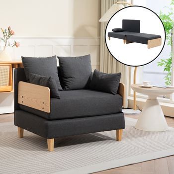 Sillón Cama Para 1 Seinlus 81x88x68 Cm - Gris Oscuro [en.casa]