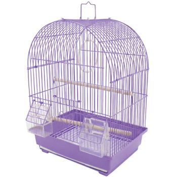Jaula Desmontable MOLY para Periquitos y Canarios 30x23x39 cm – Zincada con Pintura al Horno, Bandeja Extraíble y 2 Comederos