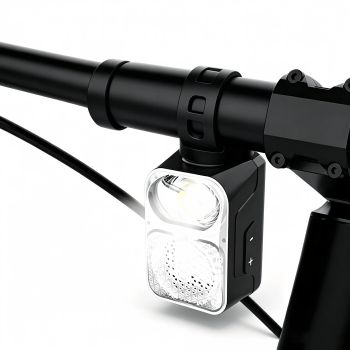 BIKIGHT U60 Luz de bicicleta inteligente con altavoz Bluetooth, 1300 lúmenes, línea de corte, luz delantera, batería de