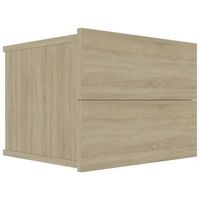 mesita de noche de pared con dos cajones 40 x 30 x 30 cm madera contrachapada color roble dec033818