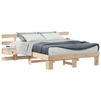 cama matrimonial  cama para adulto  estructura de cama marron 150 x 200 cm madera de pino macizo