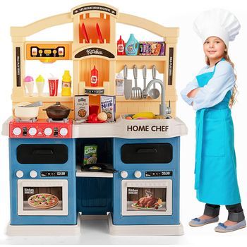 Cocina Infantil De 69 Piezas 66 X 23 X 83 Cm Azul Grifo Fregadero