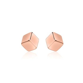 Pendientes cubo de plata 925 bañada en oro rosa