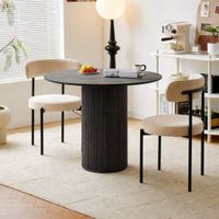 mesa de comedor redonda en madera de pino nero