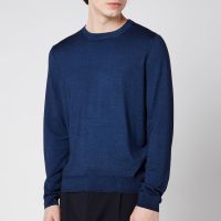 canali mens cotton crewneck long sleeve top - navy blue - it 56xxxl