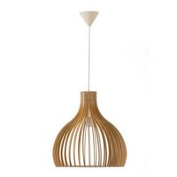 lampara de techo cone de madera beige e27 o45 cm