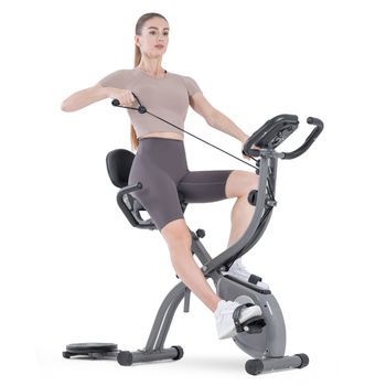 Bicicleta Estática Plegable 3 En 1 Con Conexión A Aplicación, Resistencia Magnética De 10 Niveles Y Pantalla Lcd,rattantree