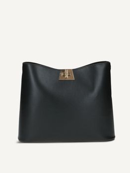 CAPRICE Handbag, black, made of Leather and textile, Size 1