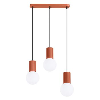 Lámpara colgantes ocre rojo aluminio/vidrio alt. 120 cm