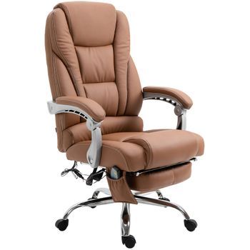 Silla De Oficina De Masaje Pacific V2 Simil Cuero Marrón Claro 64x68x118 Cm Clp