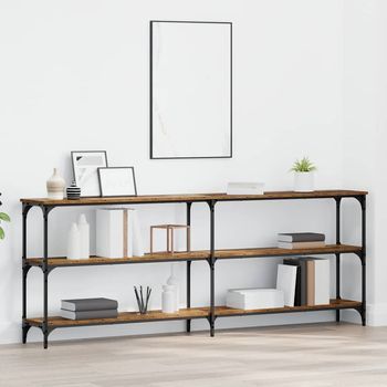 Mesa Consola - Mueble Para Entrada - Madera Engineered Y Metal - Madera Vieja (200x29x75cm)