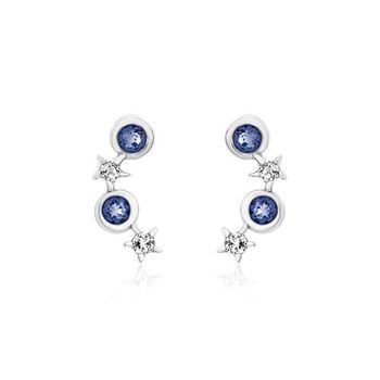 Pendientes de oro blanco de 14 quilates con zafiro y topacio blanco