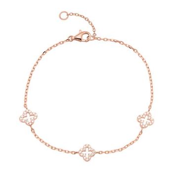 Pulsera de plata 925 bañada en oro rosa con circonitas