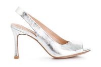 sandalia con cordones en piel laminada silver