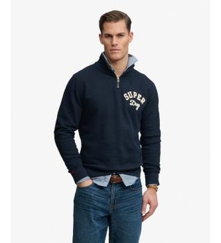 Superdry para hombre. M2014478A Sudadera Vintage Athletic Half Zip azul (XXL), Casual, Algodón, Marino