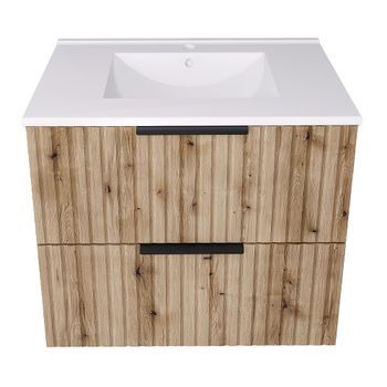 Mueble De Baño Con Lavabo Veppenssan 61x47x52 Cm - Efecto Roble [en.casa]