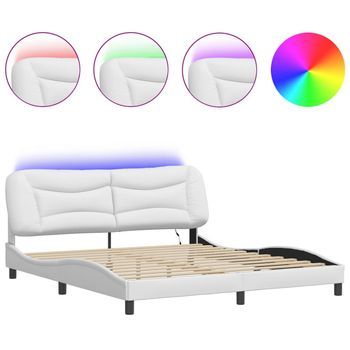 Estructura De Cama Con Led Sin Colchón Hvar Blanco 180x200 Cm Vidaxl