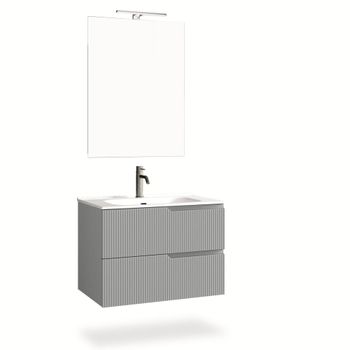 Mueble de baño de 4 piezas en mdf gris mate