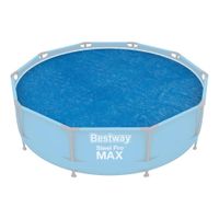 cobertor solar de burbujas bestway para piscina desmontable de varias medidas y modelos rectangular y circular de facil instalacion sobre el agua el plastico evita que el agua se ensucie y lo