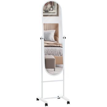 Espejo De Pie Nane Oval Metal Blanco 42x40x155 Cm Clp