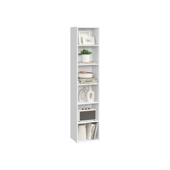 Librería estantería abierta de varios niveles para sala estudio comedor, Blanco Nube / 6 Niveles (30,2A x 160,7A cm)