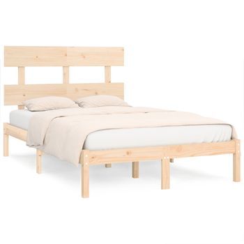 Estructura De Cama De Madera Maciza 140x200 Cm